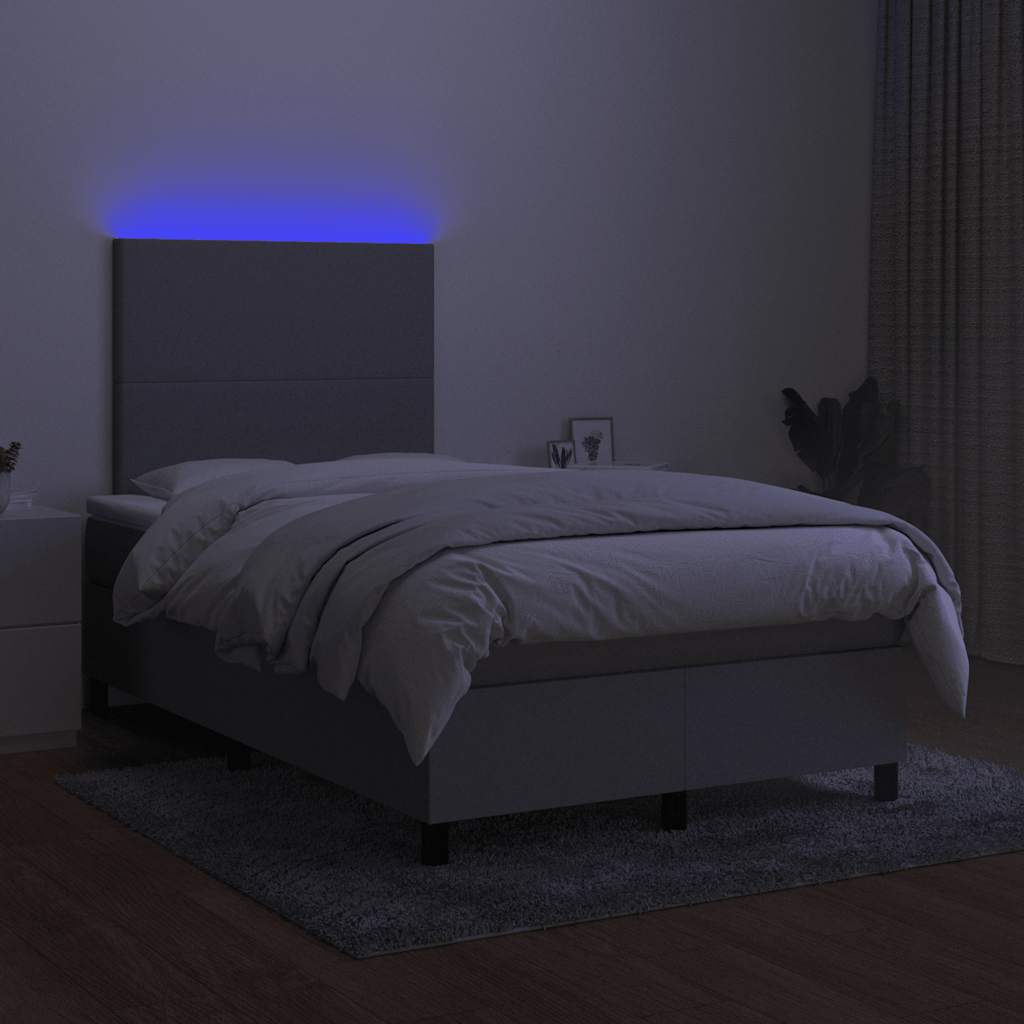Boxspringbett mit Matratze & LED Hellgrau 120x190 cm Stoff