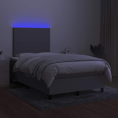 Boxspringbett mit Matratze & LED Hellgrau 120x190 cm Stoff