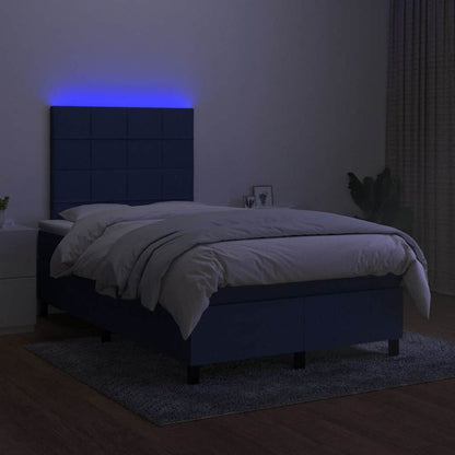 Boxspringbett mit Matratze & LED Blau 120x190 cm Stoff