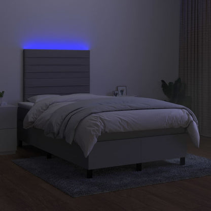 Boxspringbett mit Matratze & LED Hellgrau 120x190 cm Stoff