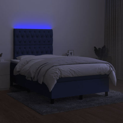 Boxspringbett mit Matratze & LED Blau 120x190 cm Stoff