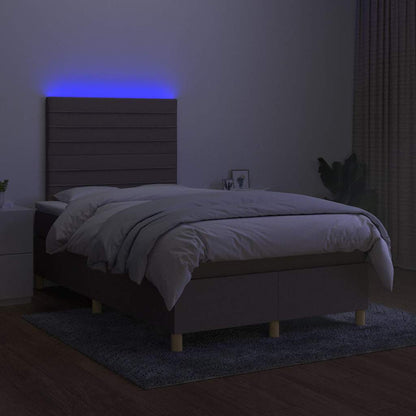 Boxspringbett mit Matratze & LED Taupe 120x190 cm Stoff