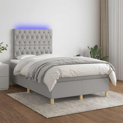 Boxspringbett mit Matratze & LED Hellgrau 120x190 cm Stoff
