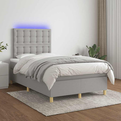 Boxspringbett mit Matratze & LED Hellgrau 120x190 cm Stoff