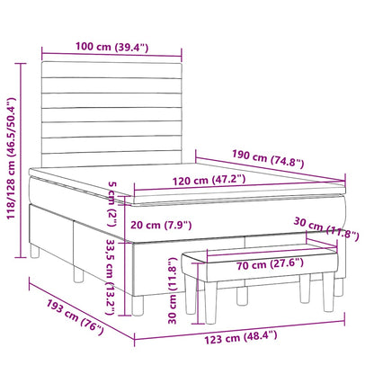 Boxspringbett mit Matratze Hellgrau 120x190 cm Stoff