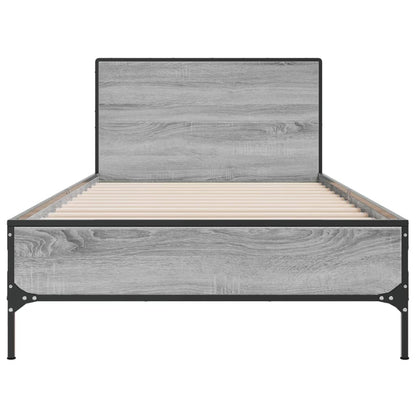 Bettgestell Grau Sonoma 90x190 cm Holzwerkstoff und Metall