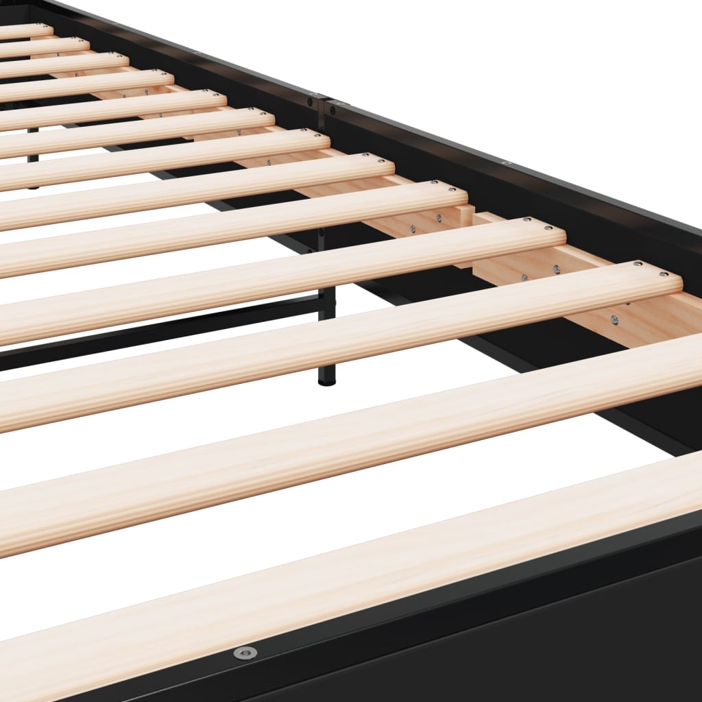 Bettgestell Schwarz 90x200 cm Holzwerkstoff und Metall