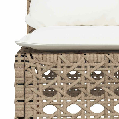 9-tlg. Garten-Sofagarnitur mit Kissen Beige Poly Rattan