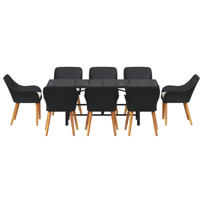 Garten Essgruppe mit Kissen 9 pcs Schwarz Poly-Rattan