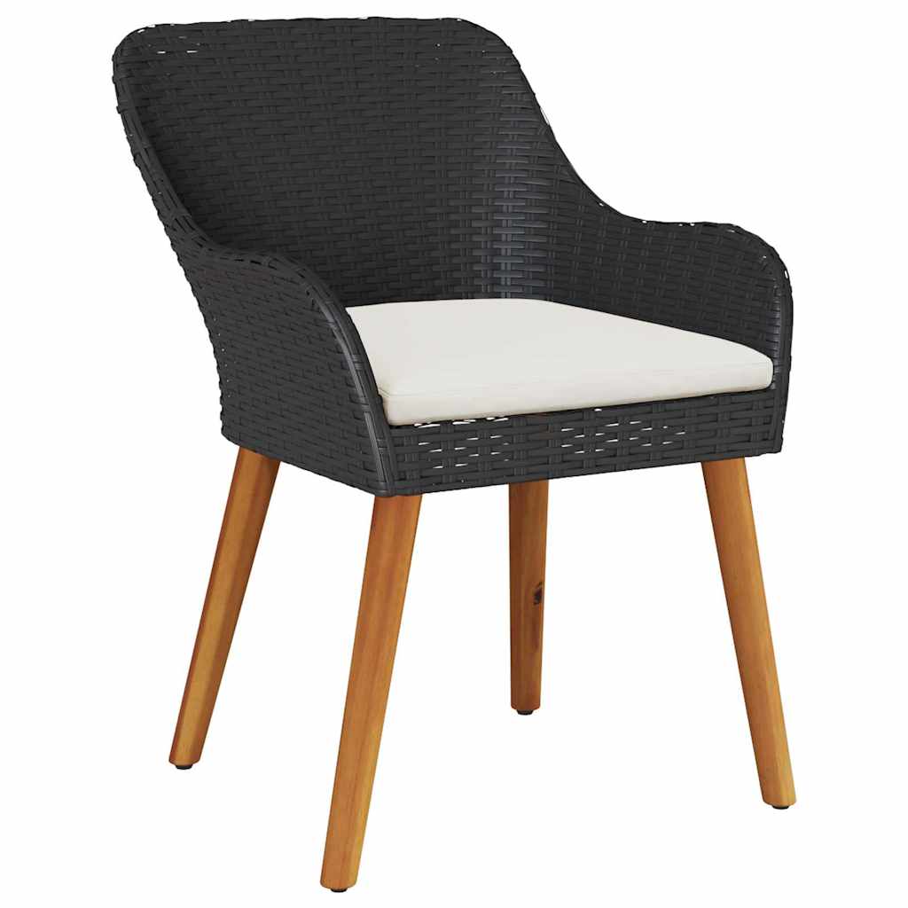 Garten Essgruppe mit Kissen 7 pcs Schwarz und Braun Poly-Rattan