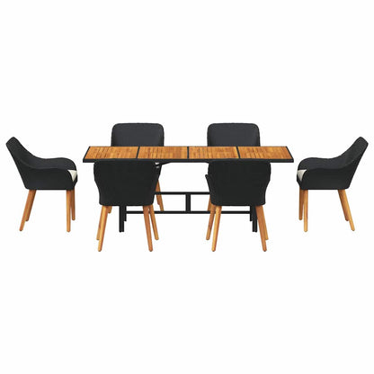 Garten Essgruppe mit Kissen 7 pcs Schwarz und Braun Poly-Rattan