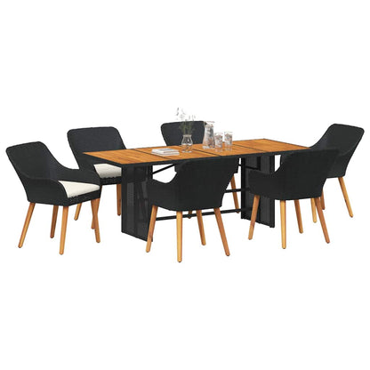 Garten Essgruppe mit Kissen 7 pcs Schwarz und Braun Poly-Rattan