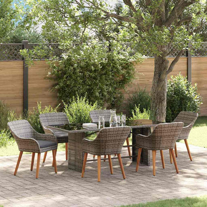 Garten Essgruppe mit Kissen 7 pcs Grau Poly-Rattan