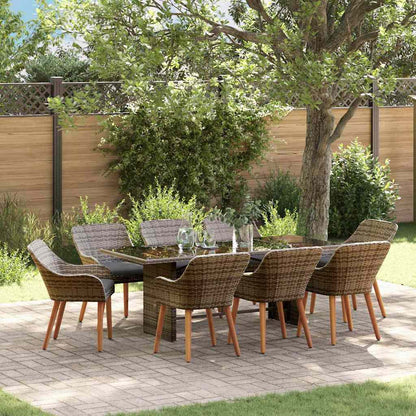 Garten Essgruppe mit Kissen 9 pcs Grau Poly-Rattan