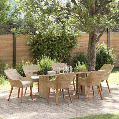 Garten Essgruppe mit Kissen 7 pcs Beige Poly-Rattan
