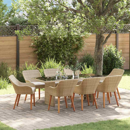 Garten Essgruppe mit Kissen 9 pcs Beige Poly-Rattan