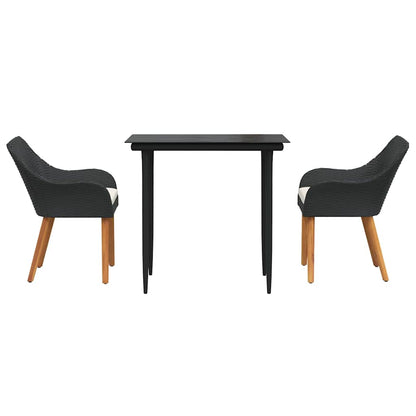 Garten Essgruppe mit Kissen 3 pcs Schwarz Poly-Rattan
