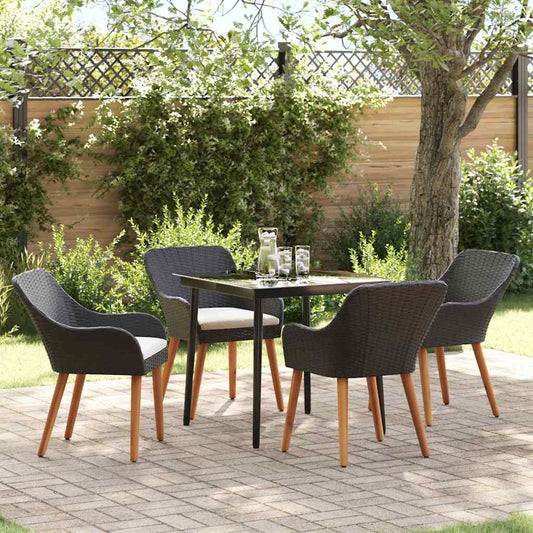 Garten Essgruppe mit Kissen 5 pcs Schwarz Poly-Rattan