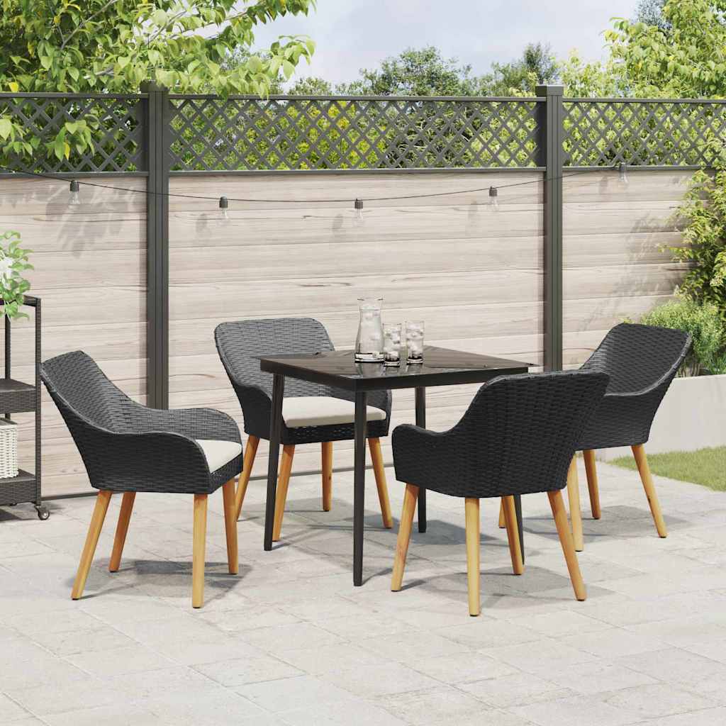 Garten Essgruppe mit Kissen 5 pcs Schwarz Poly-Rattan