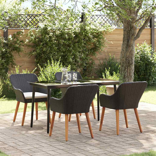 Garten Essgruppe mit Kissen 5 pcs Schwarz Poly-Rattan