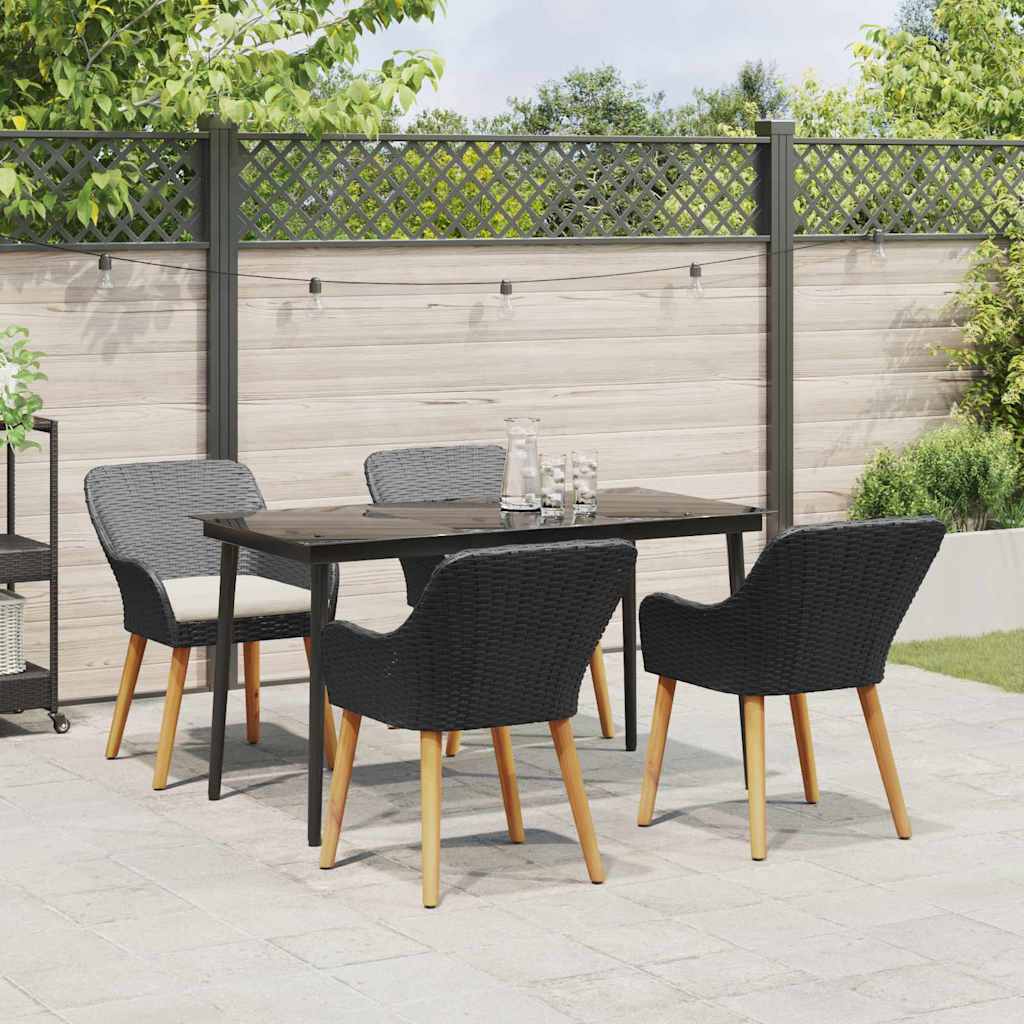 Garten Essgruppe mit Kissen 5 pcs Schwarz Poly-Rattan