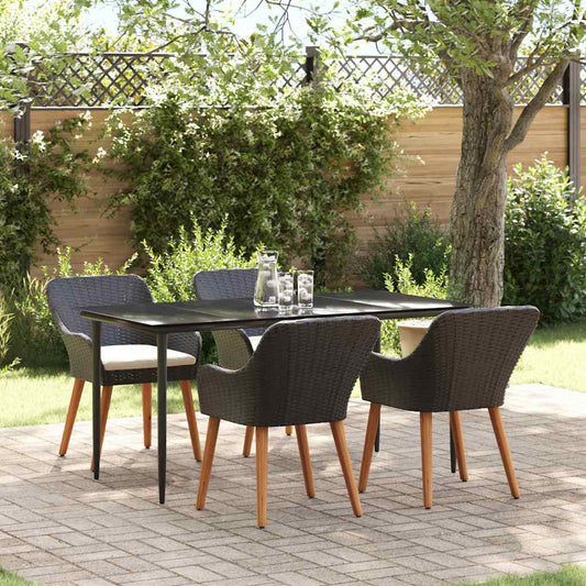 Garten Essgruppe mit Kissen 5 pcs Schwarz Poly-Rattan