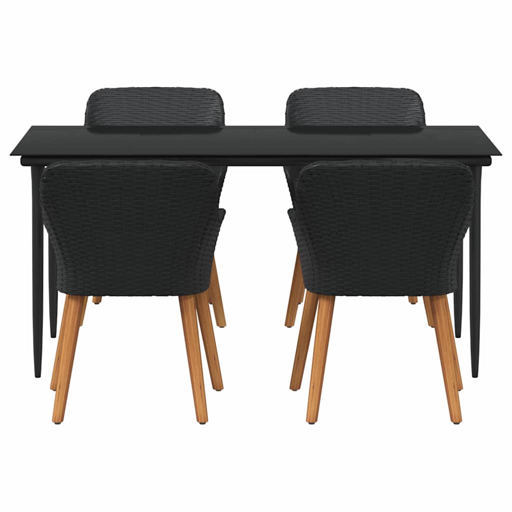 Garten Essgruppe mit Kissen 5 pcs Schwarz Poly-Rattan