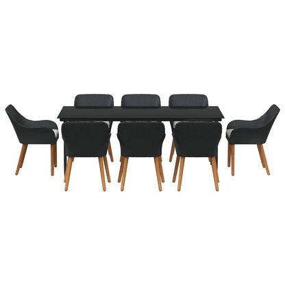 Garten Essgruppe mit Kissen 9 pcs Schwarz Poly-Rattan