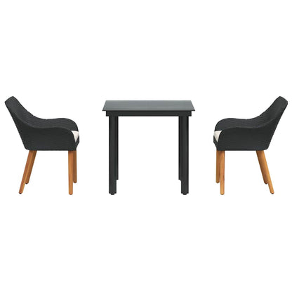 Garten Essgruppe mit Kissen 3 pcs Schwarz Poly-Rattan
