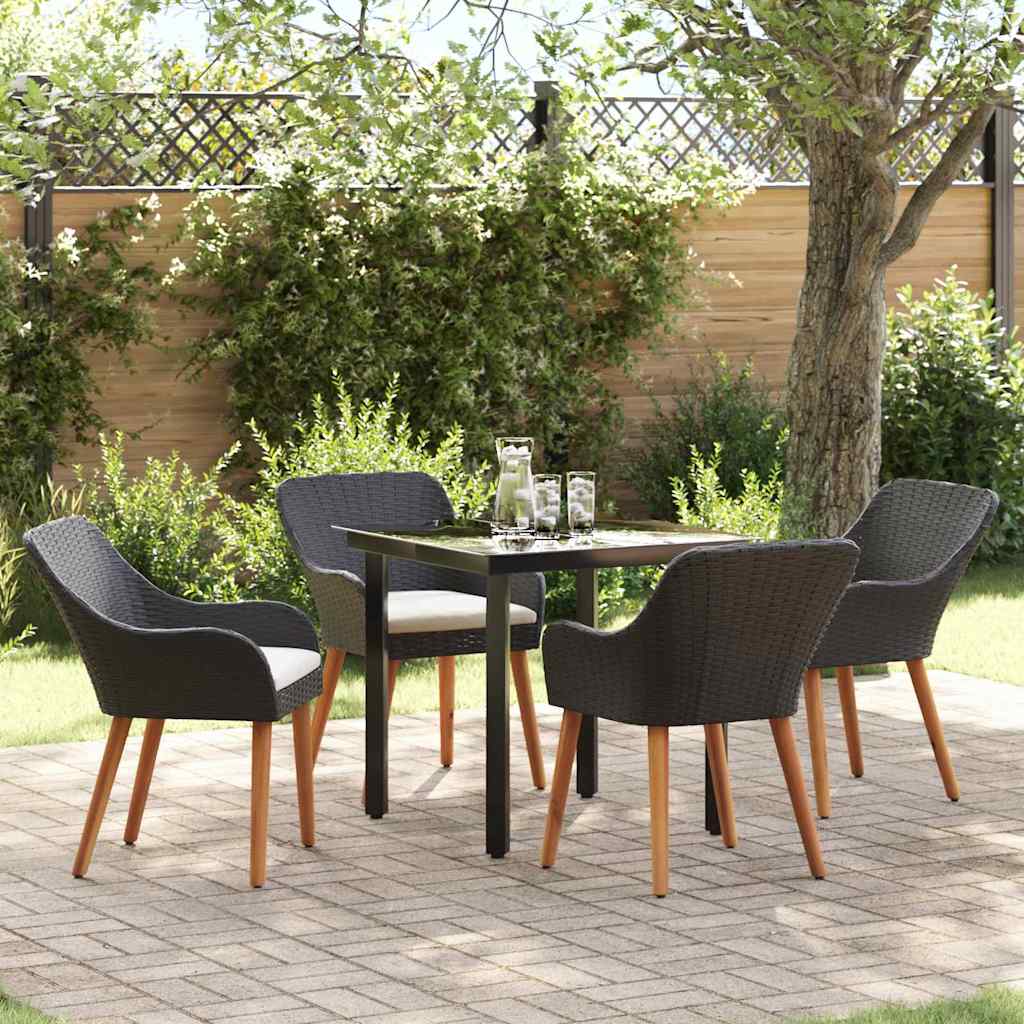 Garten Essgruppe mit Kissen 5 pcs Schwarz Poly-Rattan
