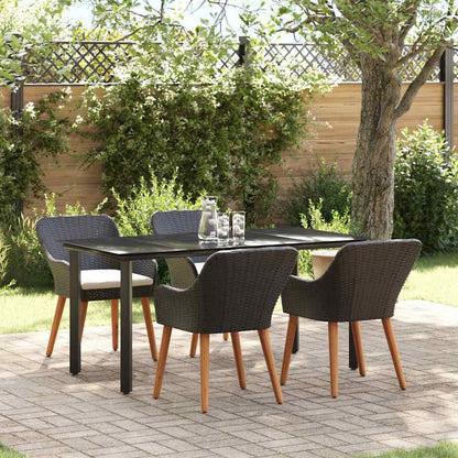 Garten Essgruppe mit Kissen 5 pcs Schwarz Poly-Rattan