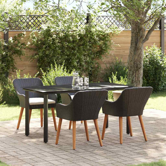 Garten Essgruppe mit Kissen 5 pcs Schwarz Poly-Rattan