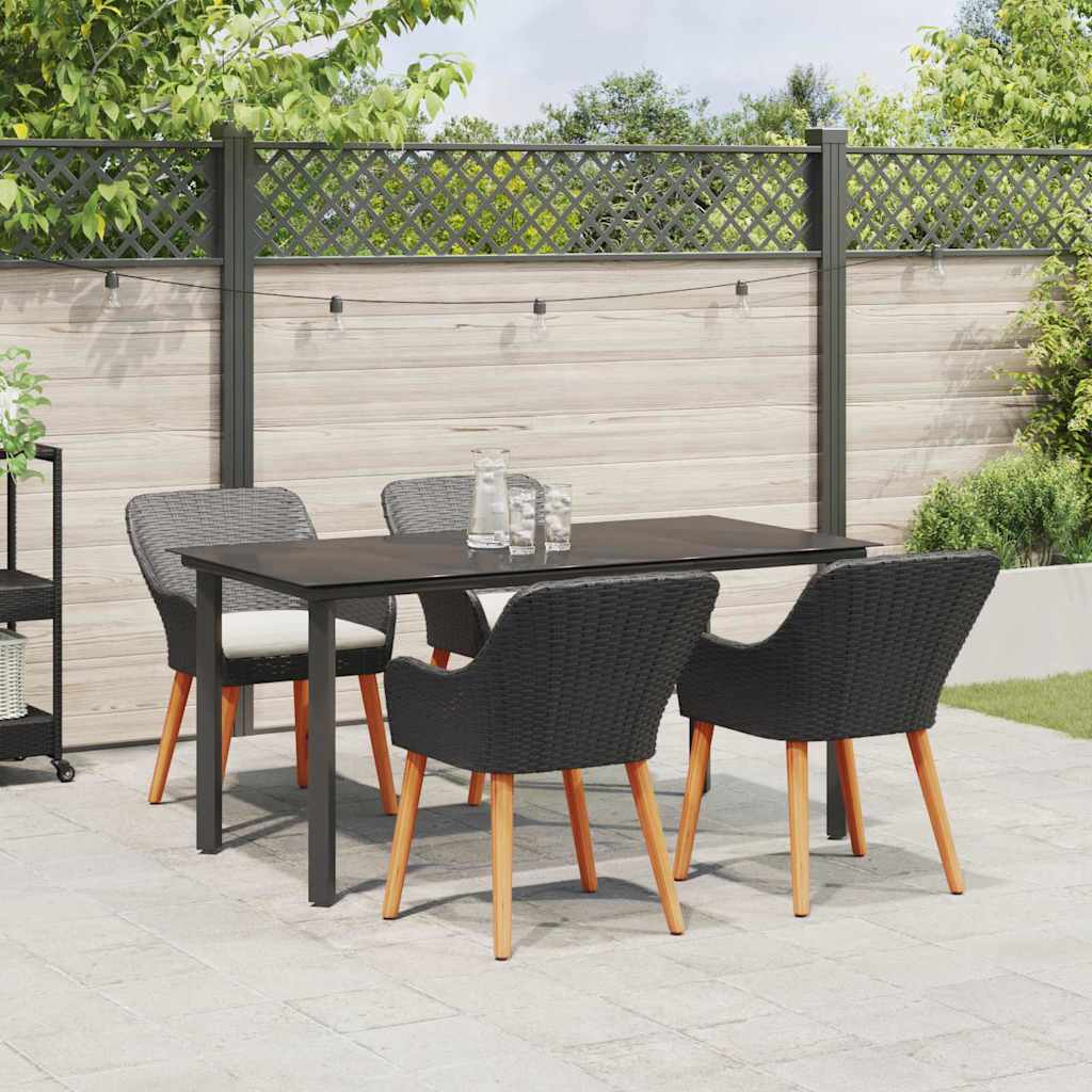 Garten Essgruppe mit Kissen 5 pcs Schwarz Poly-Rattan