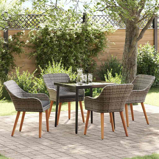 Garten Essgruppe mit Kissen 5 pcs Grau Poly-Rattan