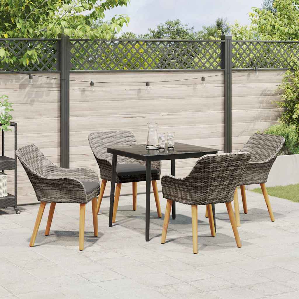 Garten Essgruppe mit Kissen 5 pcs Grau Poly-Rattan