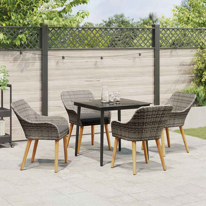 Garten Essgruppe mit Kissen 5 pcs Grau Poly-Rattan