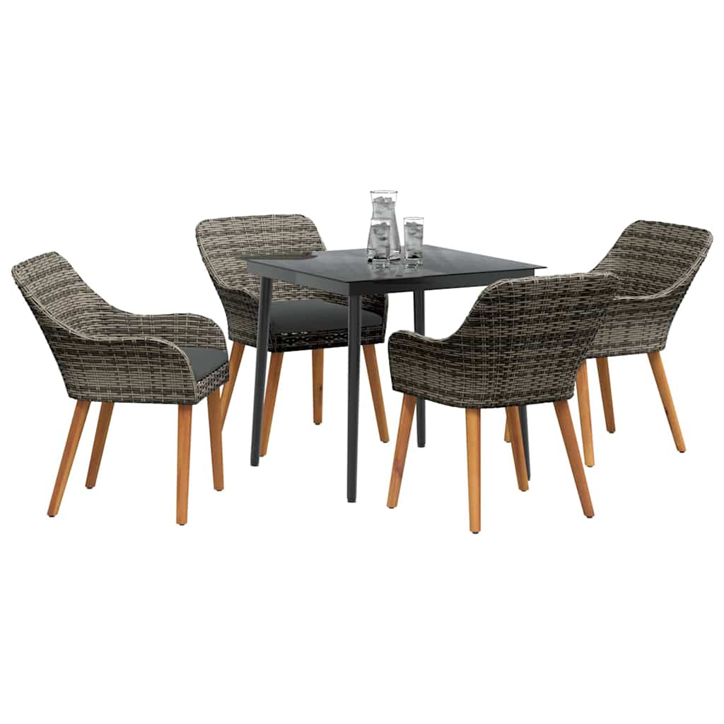 Garten Essgruppe mit Kissen 5 pcs Grau Poly-Rattan