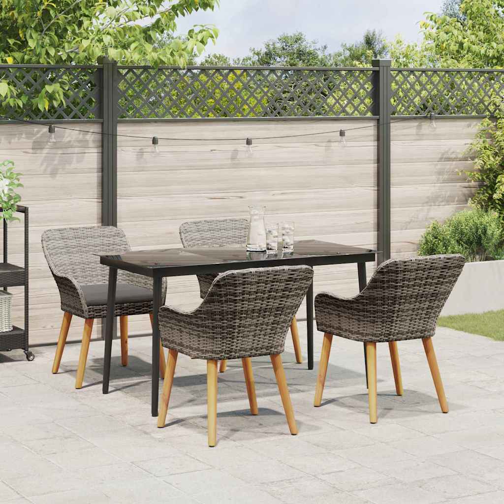 Garten Essgruppe mit Kissen 5 pcs Grau Poly-Rattan
