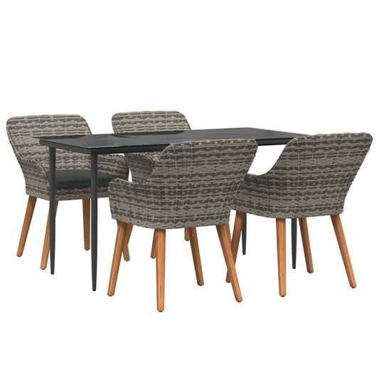 Garten Essgruppe mit Kissen 5 pcs Grau Poly-Rattan