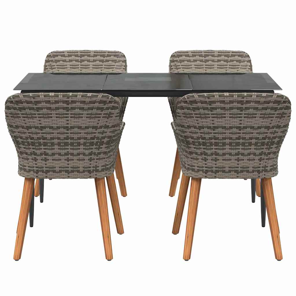 Garten Essgruppe mit Kissen 5 pcs Grau Poly-Rattan