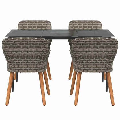 Garten Essgruppe mit Kissen 5 pcs Grau Poly-Rattan