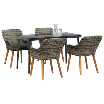 Garten Essgruppe mit Kissen 5 pcs Grau Poly-Rattan