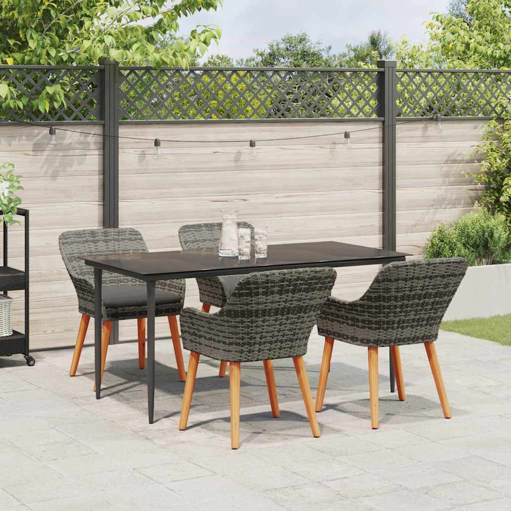 Garten Essgruppe mit Kissen 5 pcs Grau Poly-Rattan