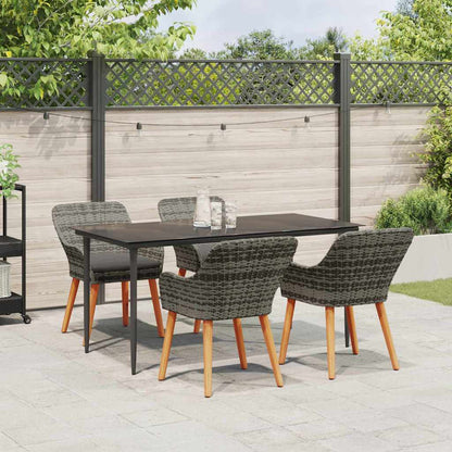 Garten Essgruppe mit Kissen 5 pcs Grau Poly-Rattan