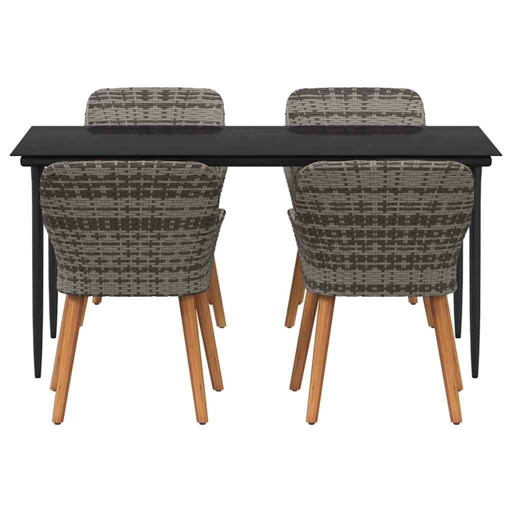 Garten Essgruppe mit Kissen 5 pcs Grau Poly-Rattan