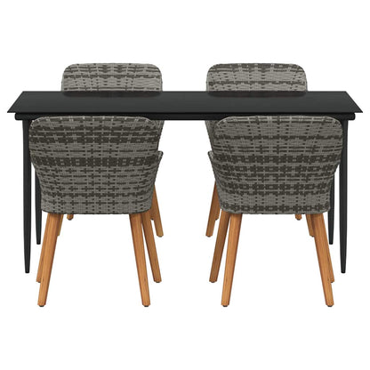 Garten Essgruppe mit Kissen 5 pcs Grau Poly-Rattan