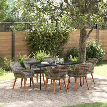 Garten Essgruppe mit Kissen 7 pcs Grau Poly-Rattan