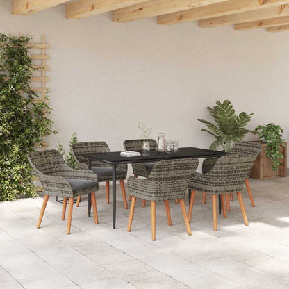 Garten Essgruppe mit Kissen 7 pcs Grau Poly-Rattan