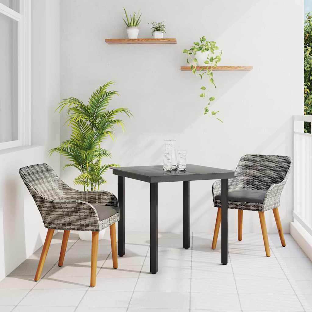 Garten Essgruppe mit Kissen 3 pcs Grau Poly-Rattan
