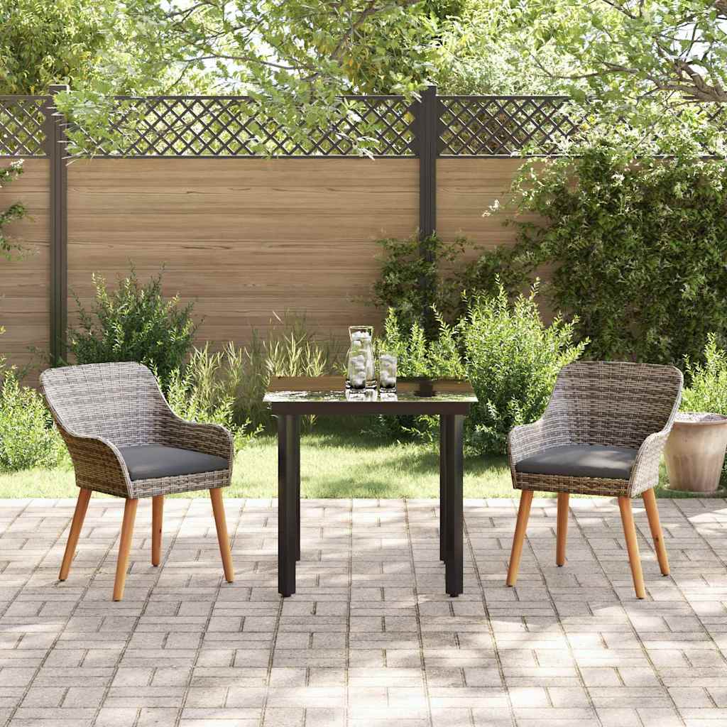 Garten Essgruppe mit Kissen 3 pcs Grau Poly-Rattan
